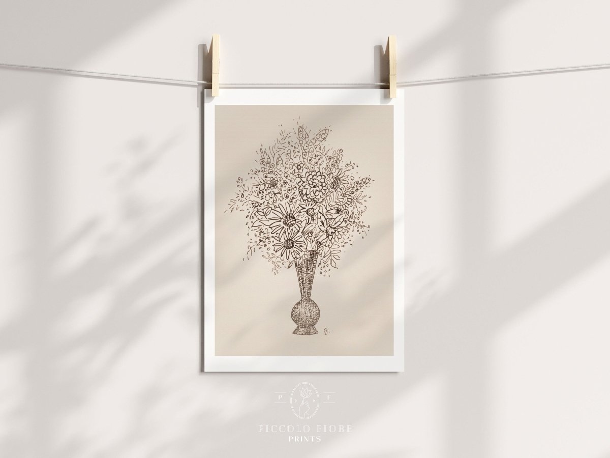 Vase of Flowers Sketch | P384 - Single Art Prints - Piccolo Fiore Prints