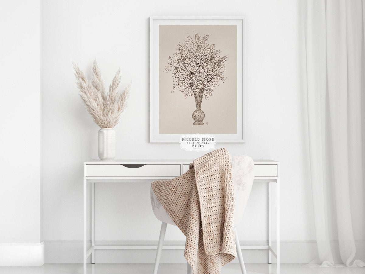 Vase of Flowers Sketch | P384 - Single Art Prints - Piccolo Fiore Prints