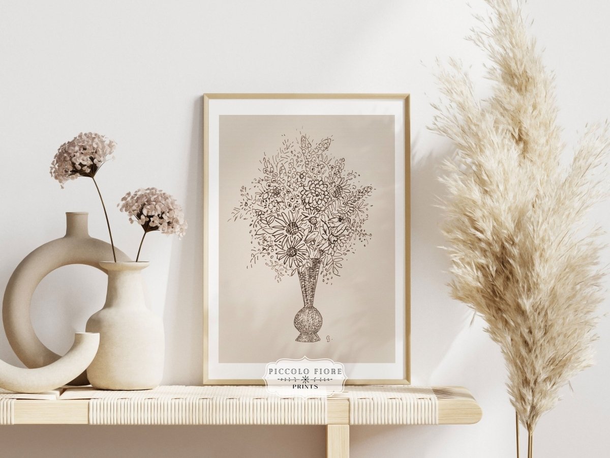 Vase of Flowers Sketch | P384 - Single Art Prints - Piccolo Fiore Prints