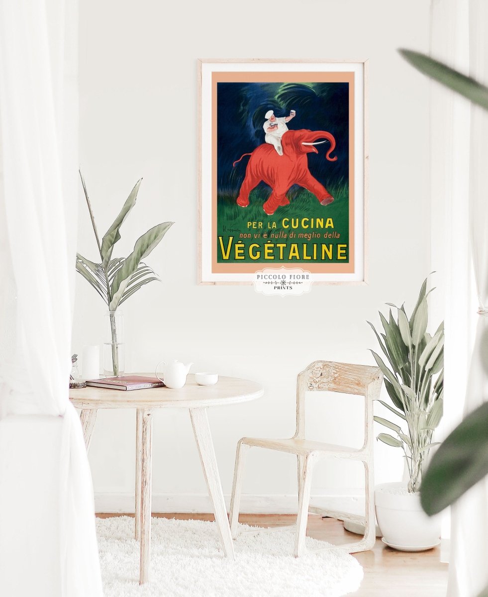 Vegetaline Elephant and Chef Italian Advertisement | P693 - Single Art Prints - Piccolo Fiore Prints