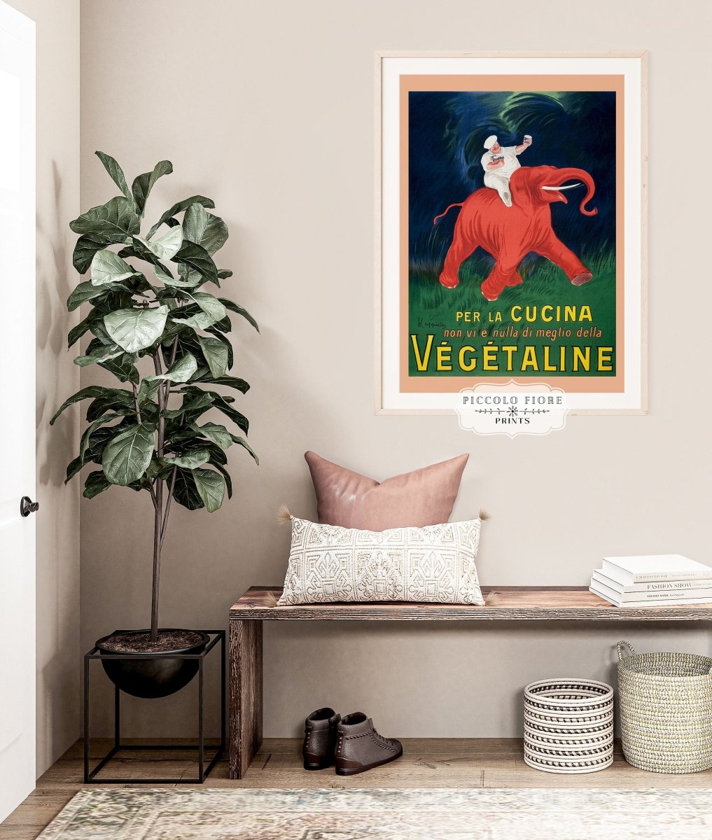 Vegetaline Elephant and Chef Italian Advertisement | P693 - Single Art Prints - Piccolo Fiore Prints
