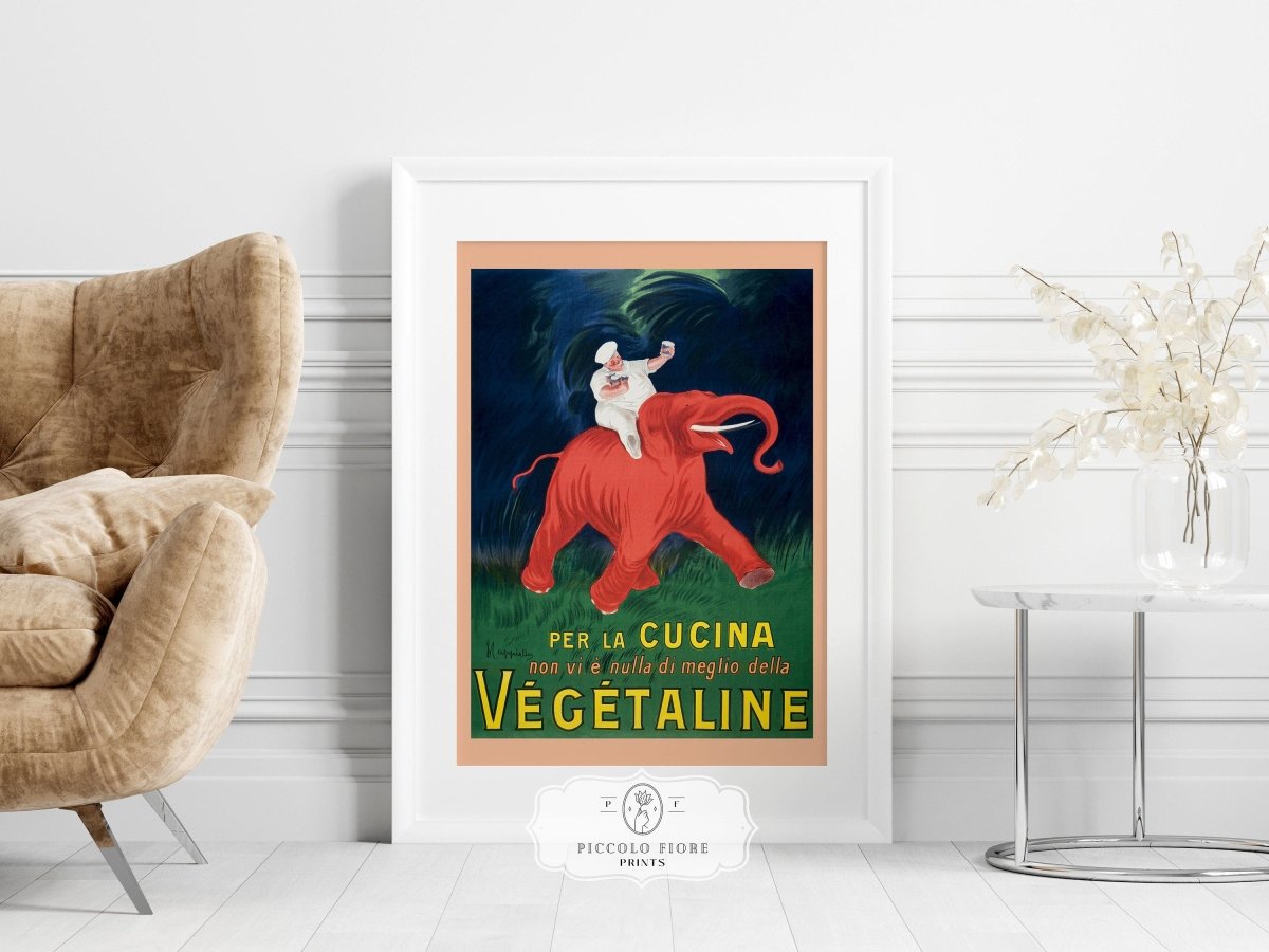 Vegetaline Elephant and Chef Italian Advertisement | P693 - Single Art Prints - Piccolo Fiore Prints