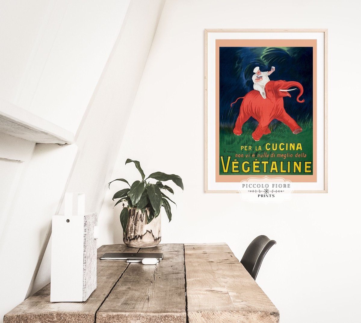 Vegetaline Elephant and Chef Italian Advertisement | P693 - Single Art Prints - Piccolo Fiore Prints