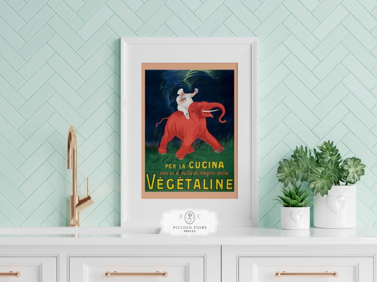 Vegetaline Elephant and Chef Italian Advertisement | P693 - Single Art Prints - Piccolo Fiore Prints