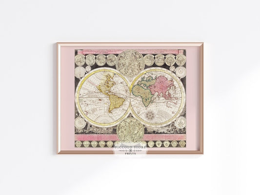 Vintage World Map | P162 - Single Art Prints - Piccolo Fiore Prints