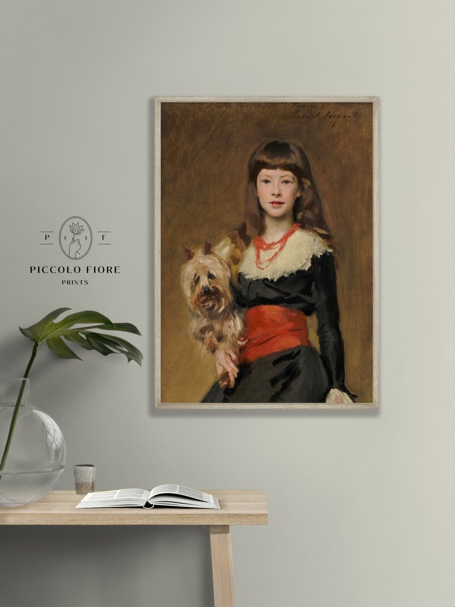 Young Lady with Yorkshire Terrier | P127 - Single Art Prints - Piccolo Fiore Prints