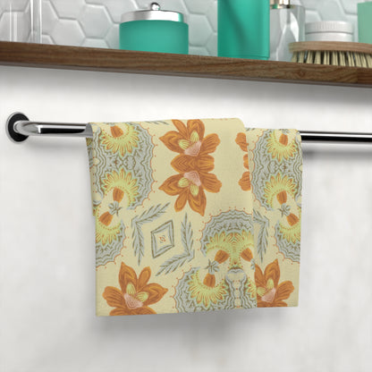 Bella Bouquet Damask in Soft Cream and Grey | Face Towel