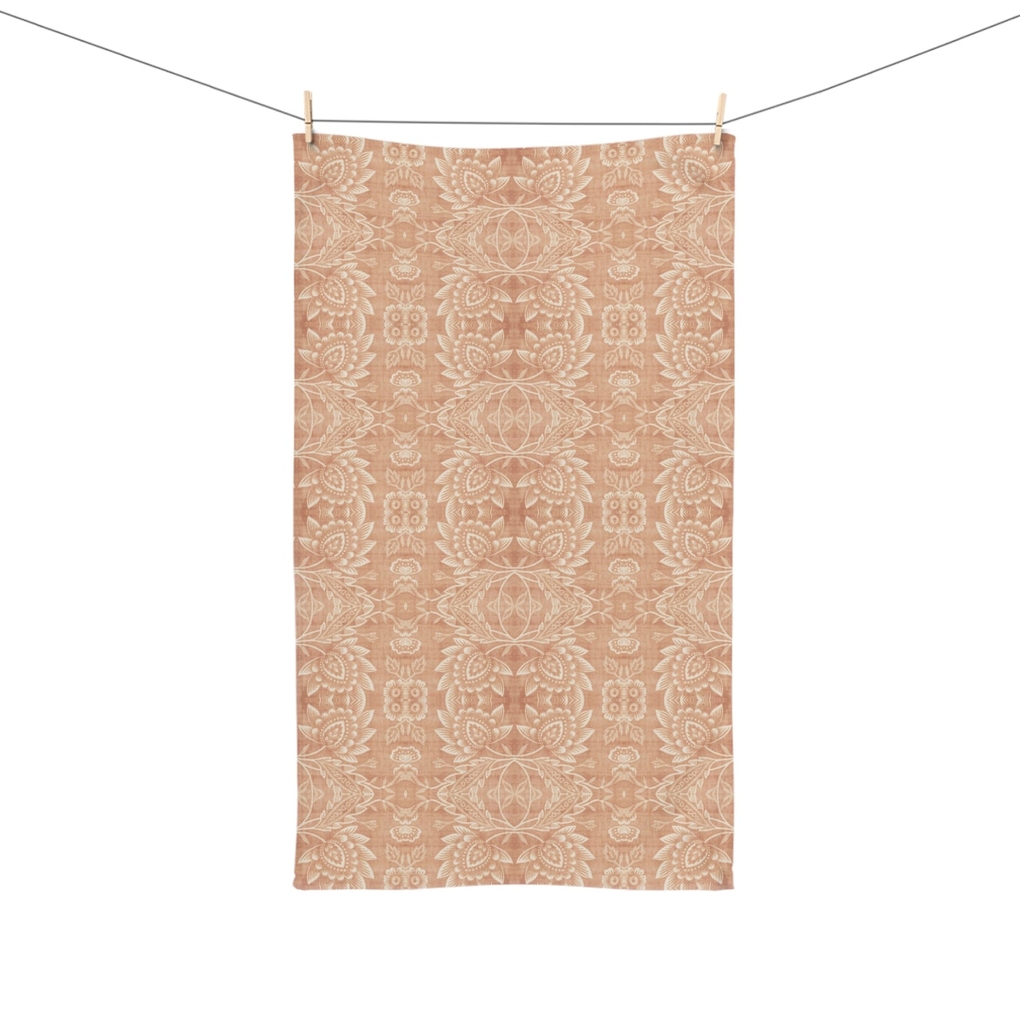 Paloma Floral Damask Stripe in Tan and Cream | Hand Towel