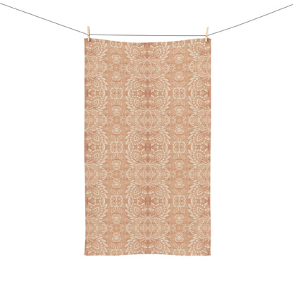 Paloma Floral Damask Stripe in Tan and Cream | Hand Towel