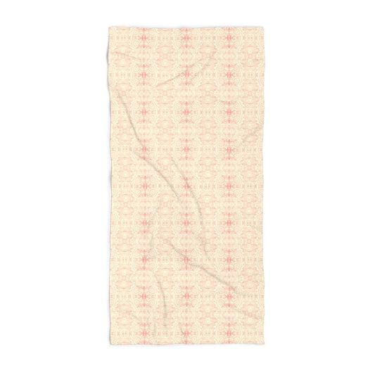 Paloma Floral Damask Stripe in Pink and Cream | Bath Towel