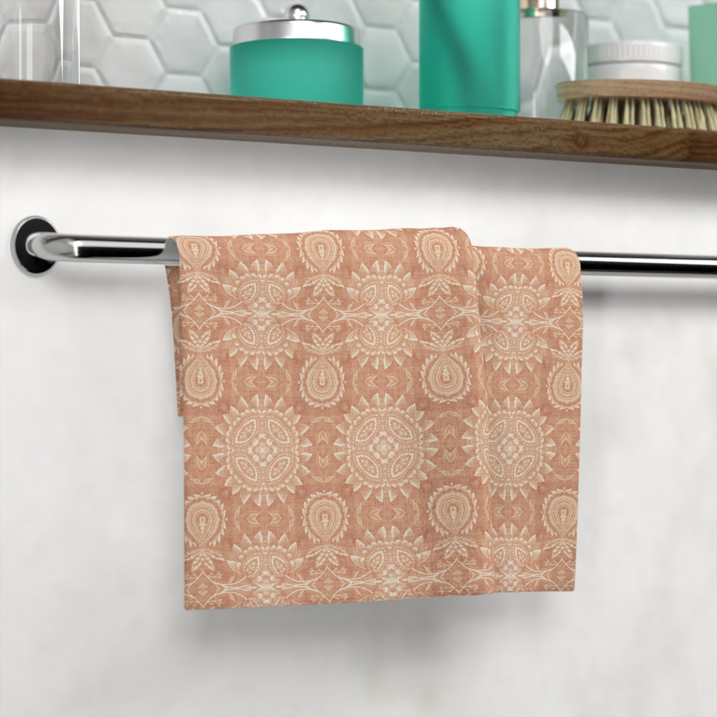 Paloma Flowers and Pineapples in Tan and Cream | Face Towel