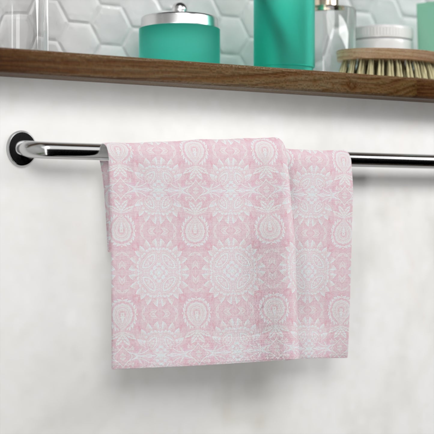 Paloma Flowers and Pineapples in Light Pink and White | Face Towel