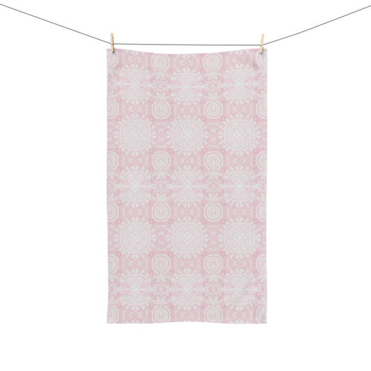 Paloma Flowers and Pineapples in Light Pink and White | Hand Towel