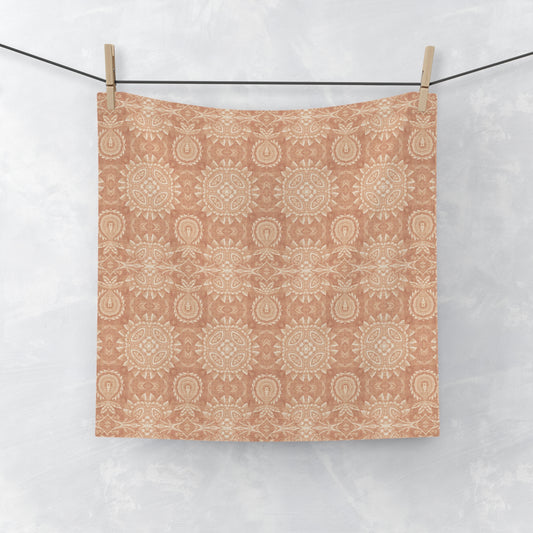 Paloma Flowers and Pineapples in Tan and Cream | Face Towel
