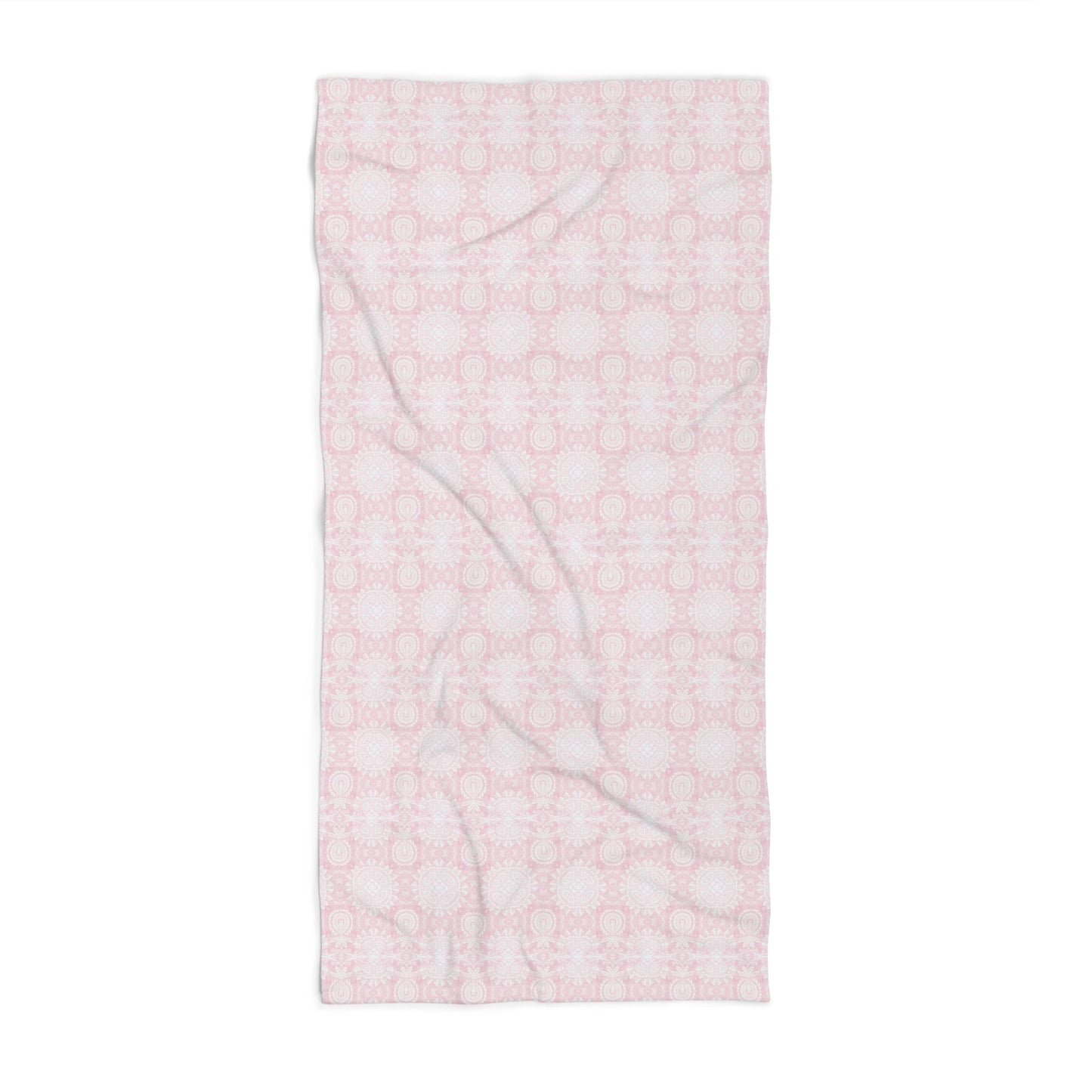 Paloma Flowers and Pineapples in Light Pink and White | Bath Towel