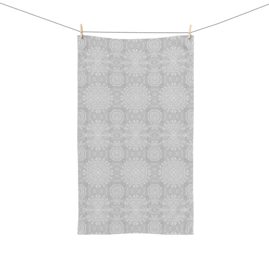 Paloma Flowers and Pineapples in Light Grey and White | Hand Towel
