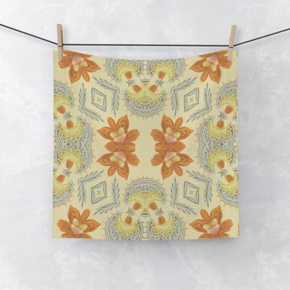 Bella Bouquet Damask in Soft Cream and Grey | Face Towel