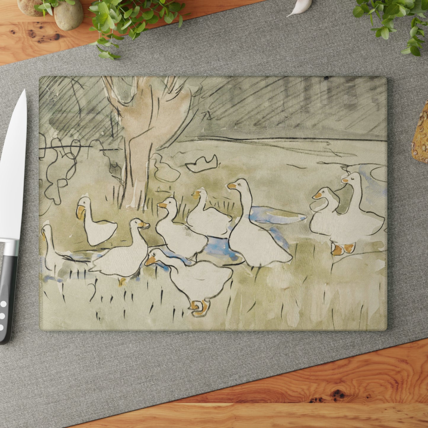 Country Ducks | Glass Chopping Board