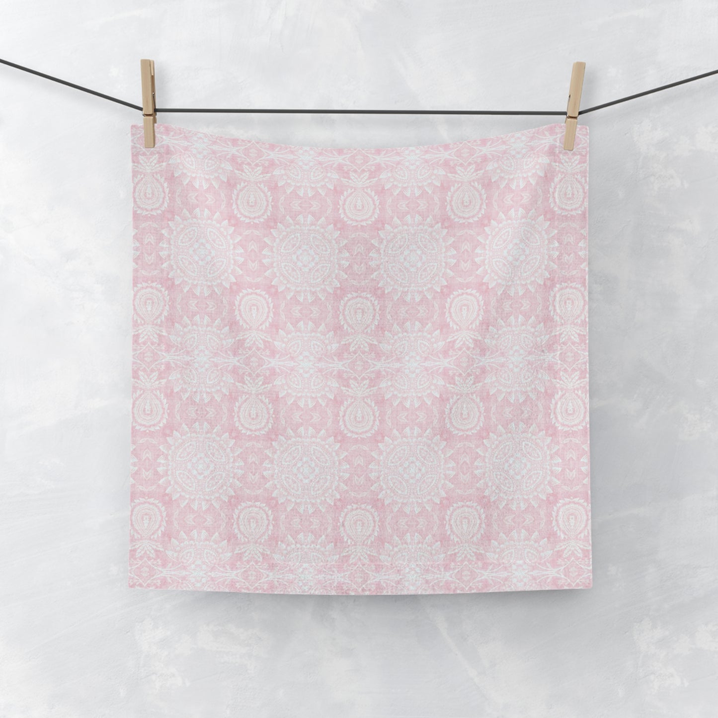 Paloma Flowers and Pineapples in Light Pink and White | Face Towel