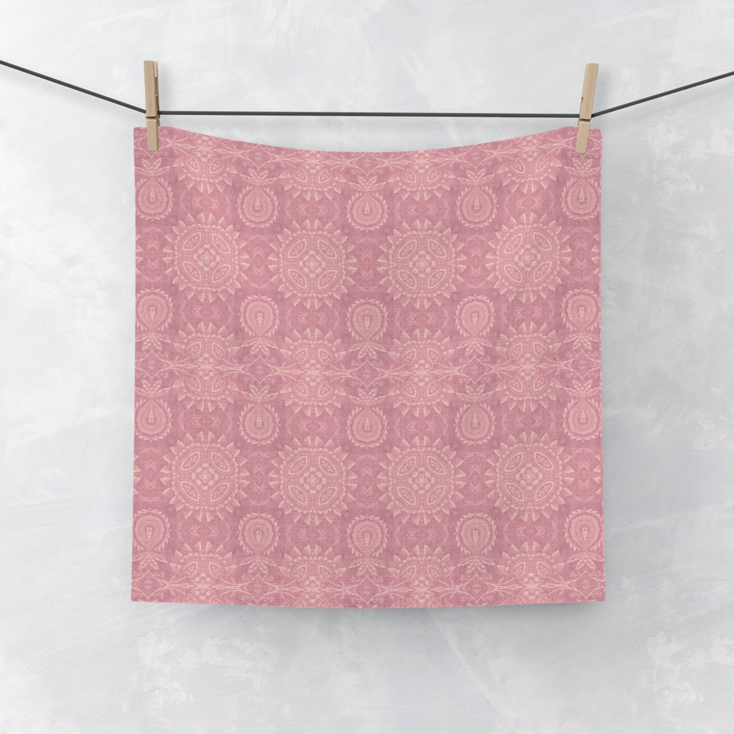 Paloma Flowers and Pineapples in Rose Pink and Cream | Face Towel