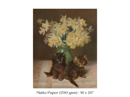 Kittens and a Vase of Narcissi | P411