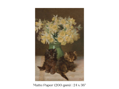 Kittens and a Vase of Narcissi | P411