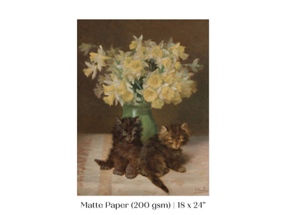 Kittens and a Vase of Narcissi | P411