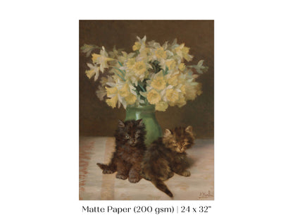 Kittens and a Vase of Narcissi | P411