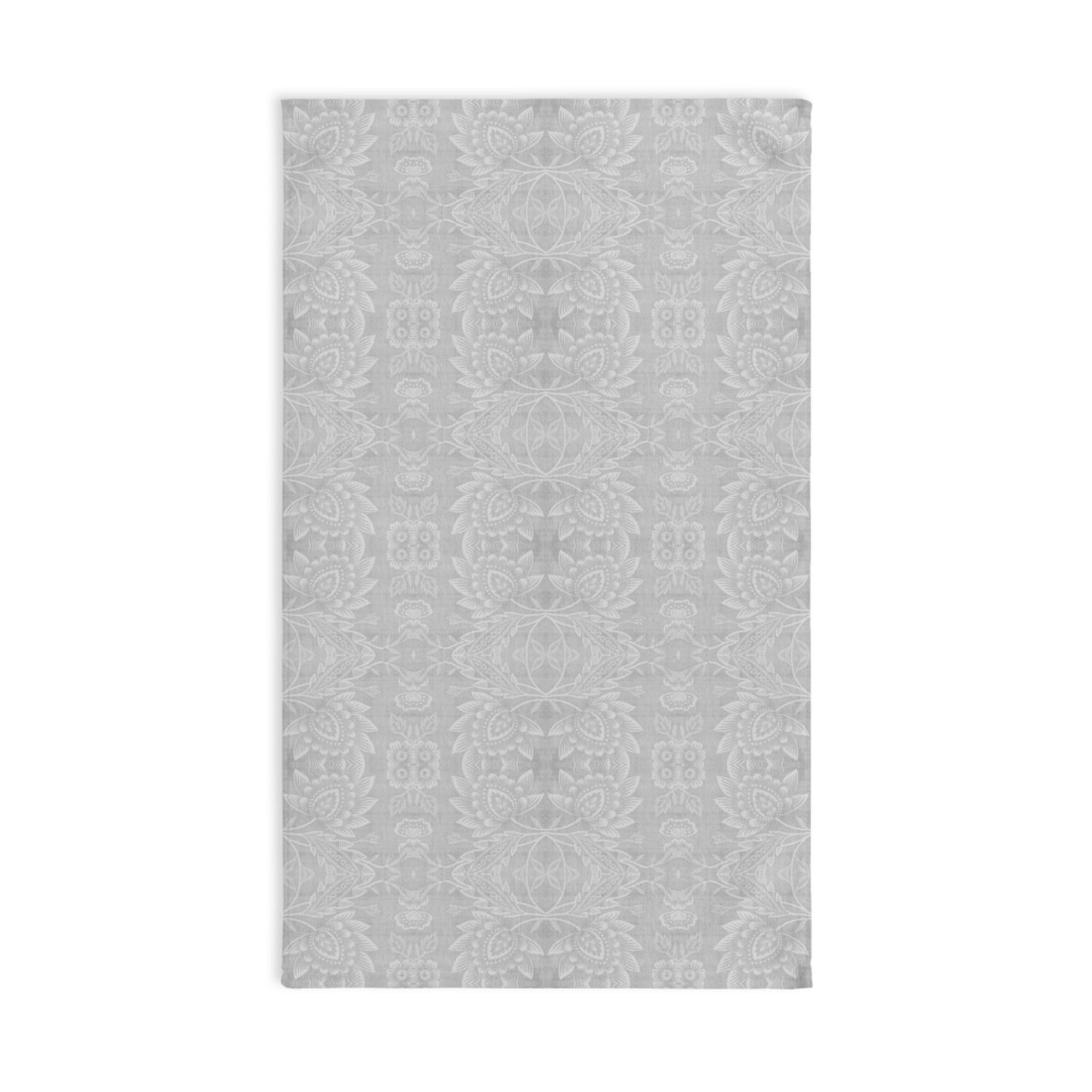 Paloma Floral Damask Stripe in Light Grey and White | Hand Towel