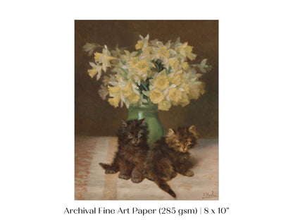 Kittens and a Vase of Narcissi | P411