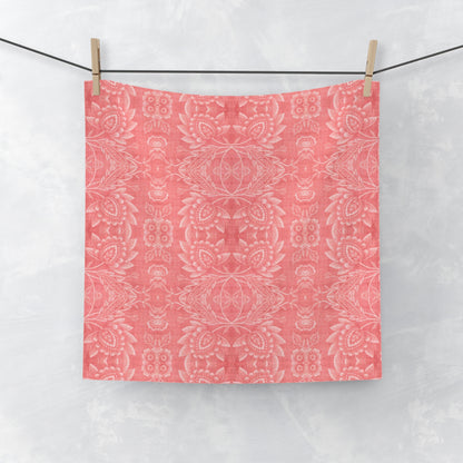 Paloma Floral Damask Stripe in Coral Red | Face Towel