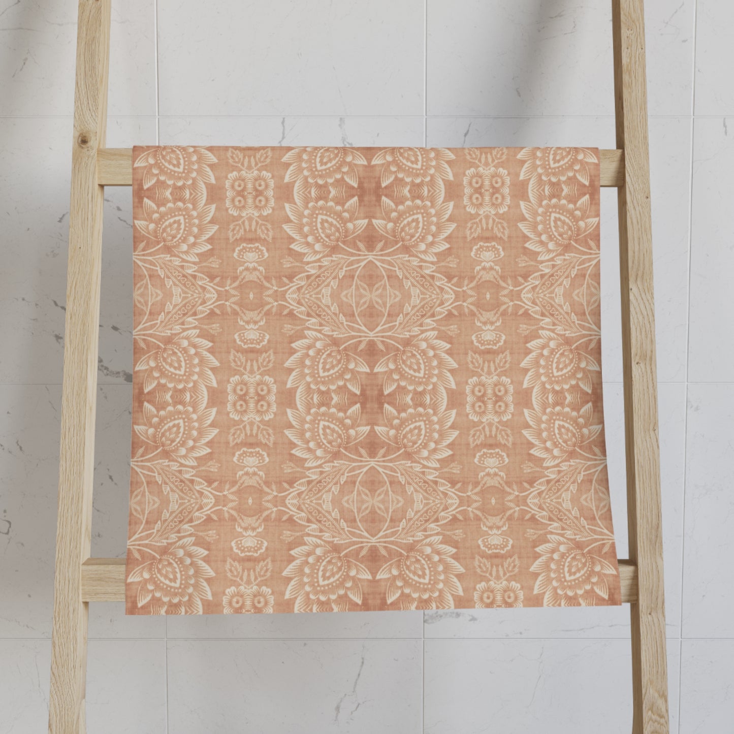 Paloma Floral Damask Stripe in Tan and Cream | Hand Towel