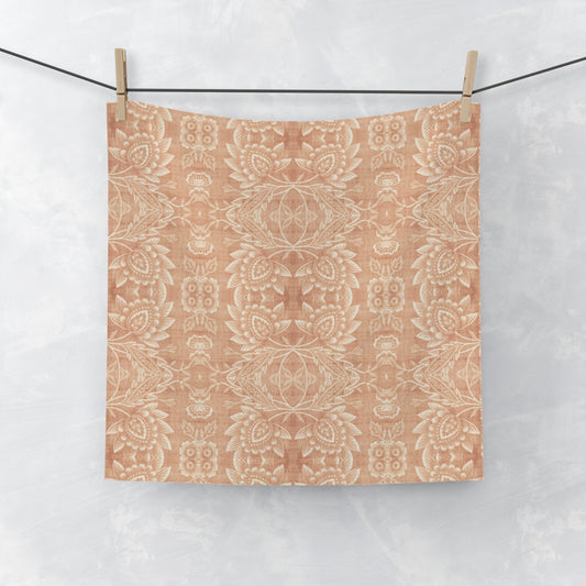 Paloma Floral Damask Stripe in Tan and Cream | Face Towel