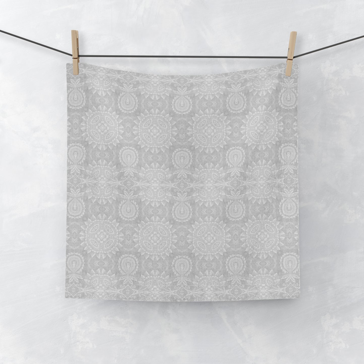 Paloma Flowers and Pineapples in Light Grey and White | Face Towel