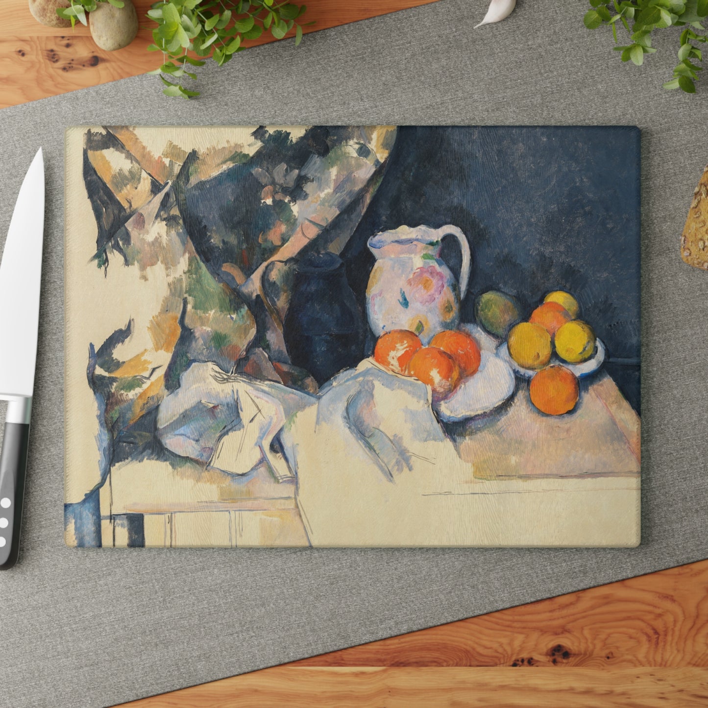Curtain and Fruit | Glass Chopping Board