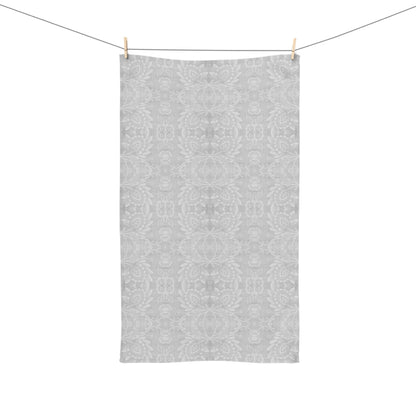Paloma Floral Damask Stripe in Light Grey and White | Hand Towel