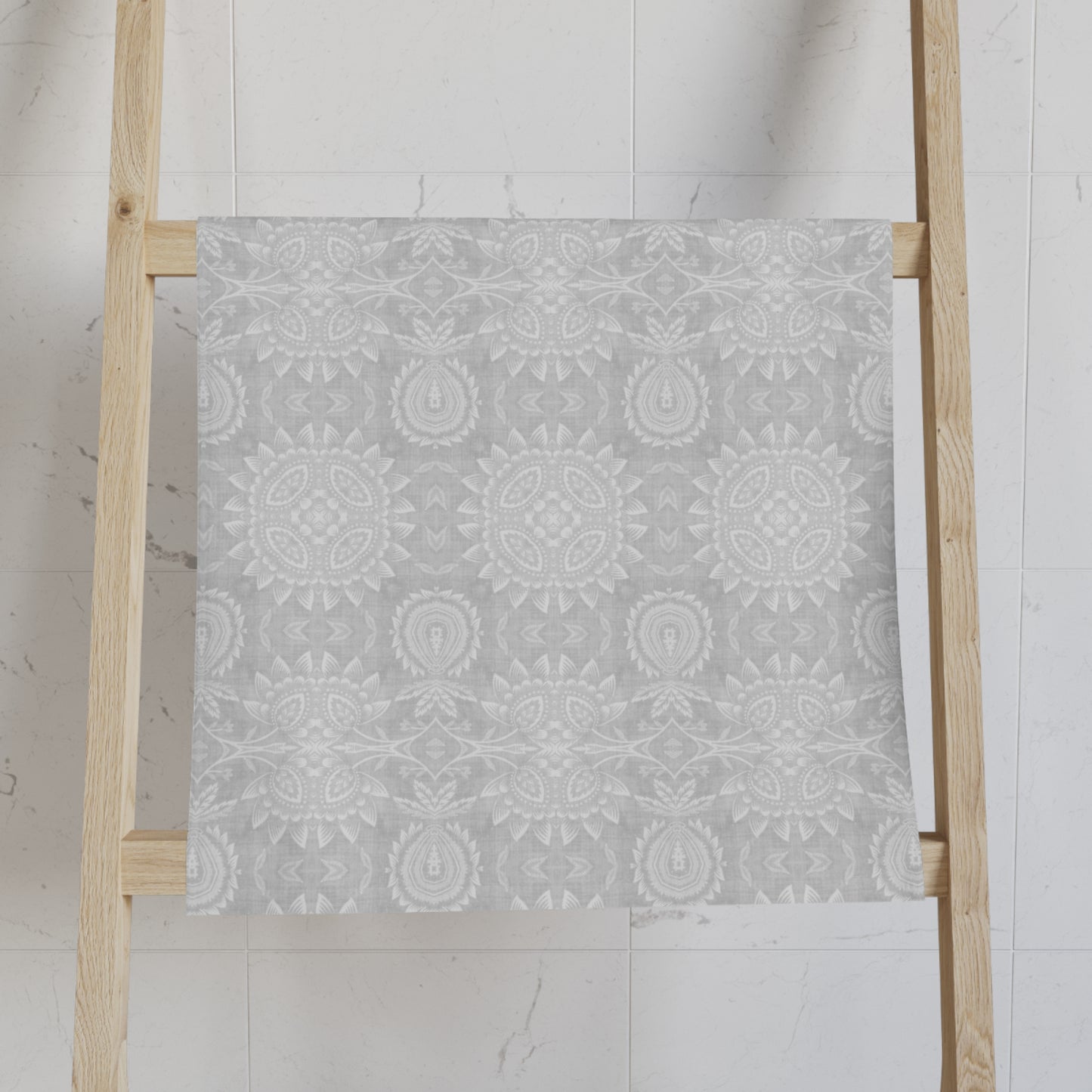 Paloma Flowers and Pineapples in Light Grey and White | Hand Towel