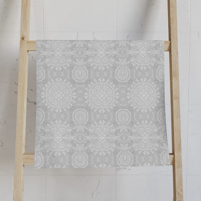 Paloma Flowers and Pineapples in Light Grey and White | Hand Towel