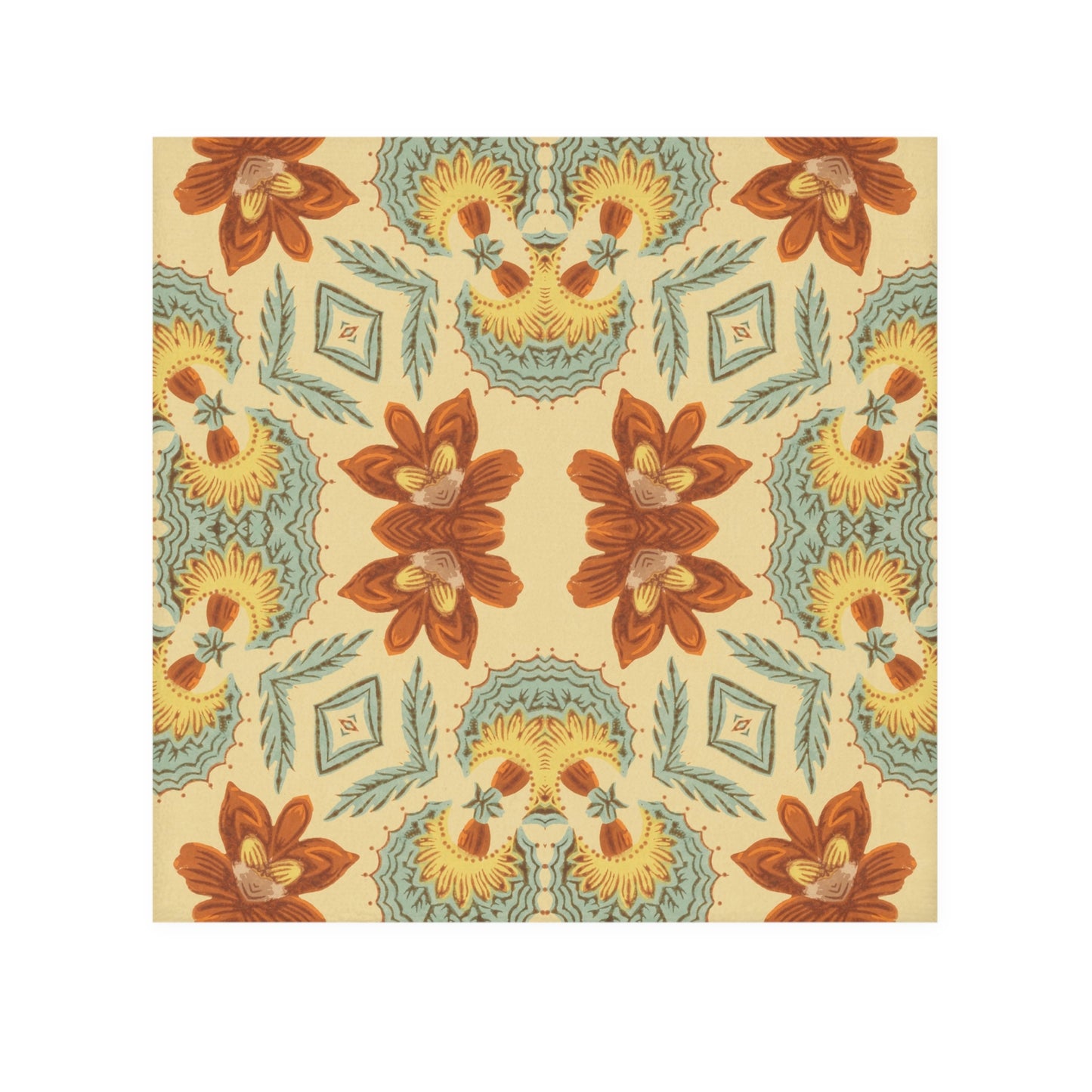 Bella Bouquet Floral Damask in Country Cream and Blue | Face Towel
