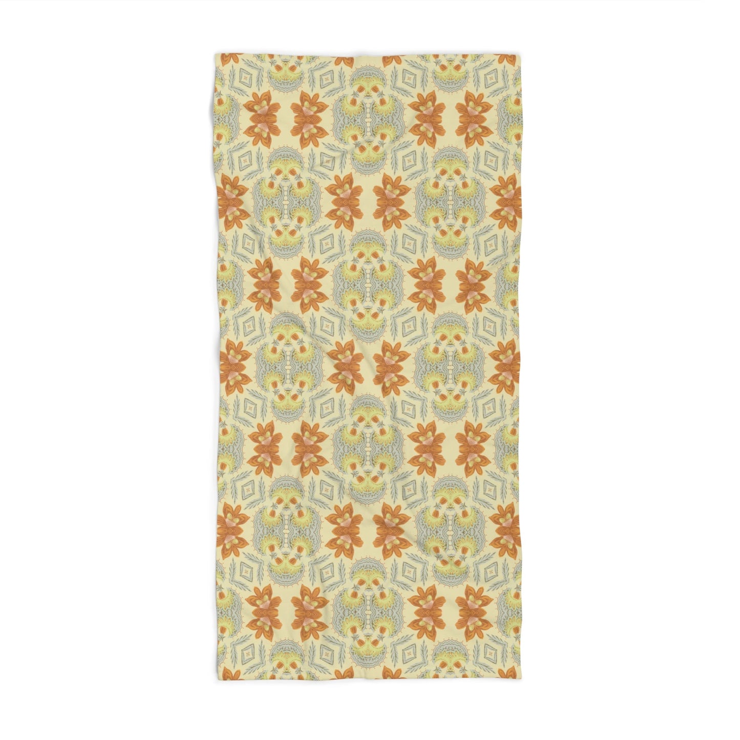 Bella Bouquet Damask in Soft Cream and Grey | Bath Towel