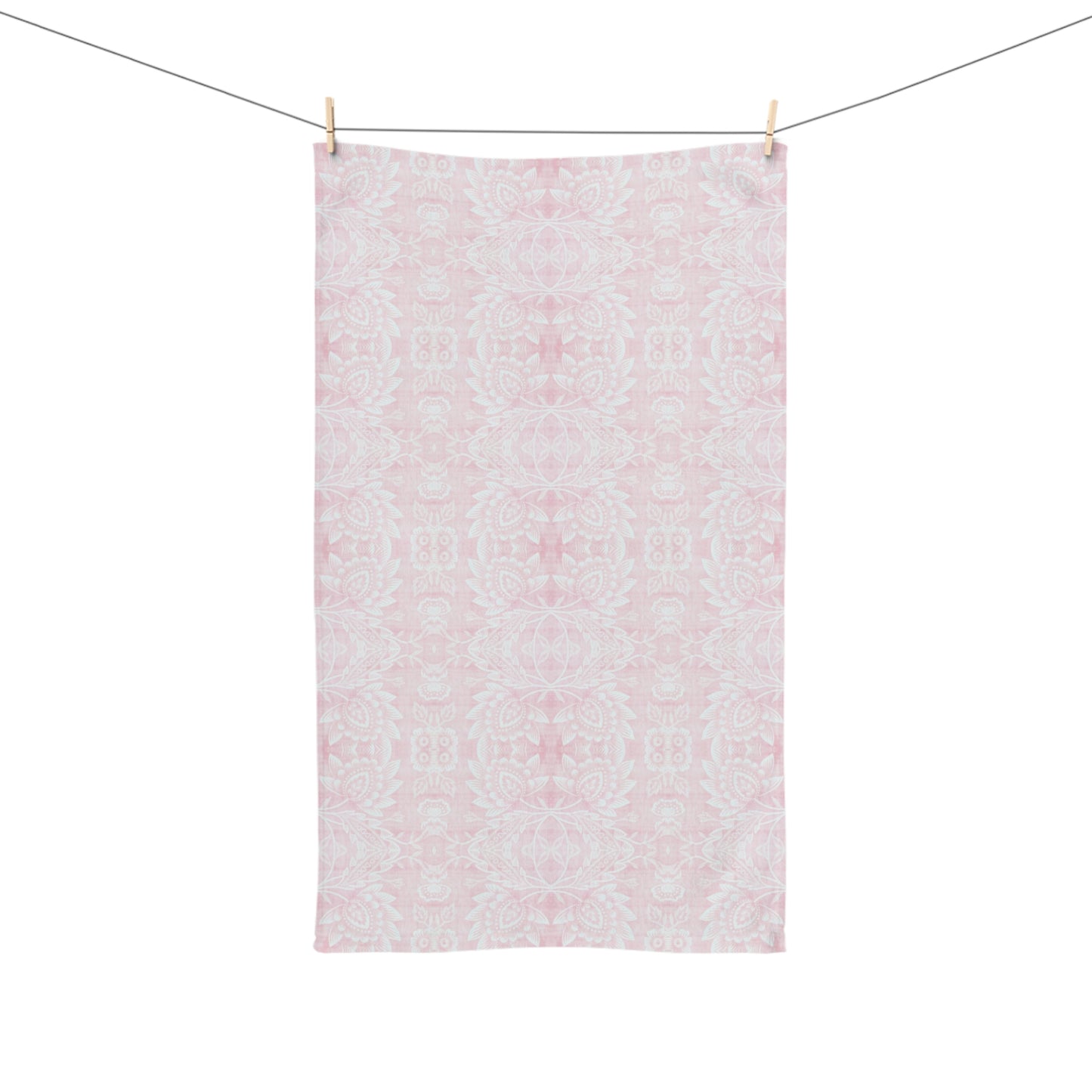 Paloma Floral Damask Stripe in Light Pink and White | Hand Towel
