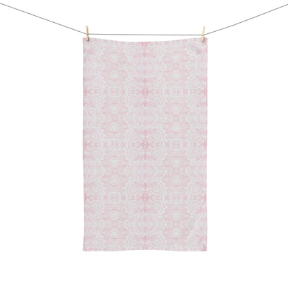 Paloma Floral Damask Stripe in Light Pink and White | Hand Towel