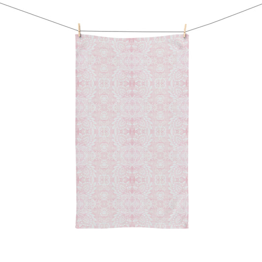 Paloma Floral Damask Stripe in Light Pink and White | Hand Towel