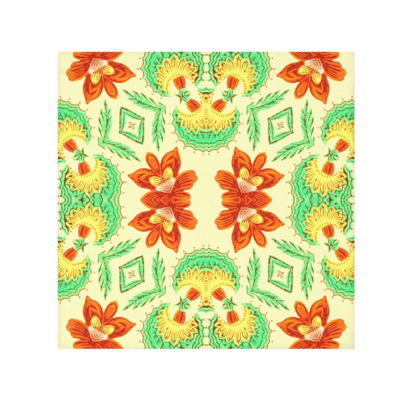 Bella Bouquet Floral Damask in Brightest Cream and Green | Face Towel