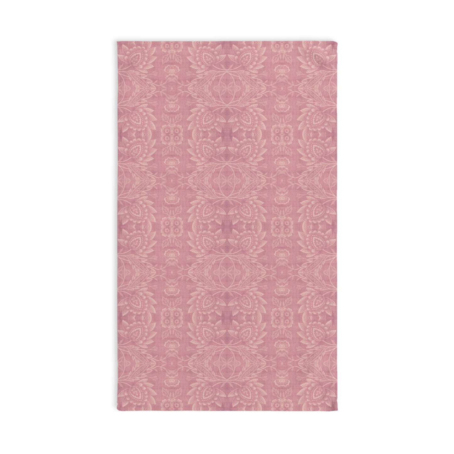 Paloma Floral Damask Stripe in Rose Pink and Cream | Hand Towel