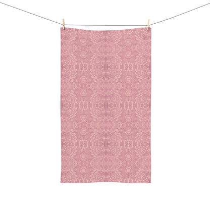 Paloma Floral Damask Stripe in Rose Pink and Cream | Hand Towel