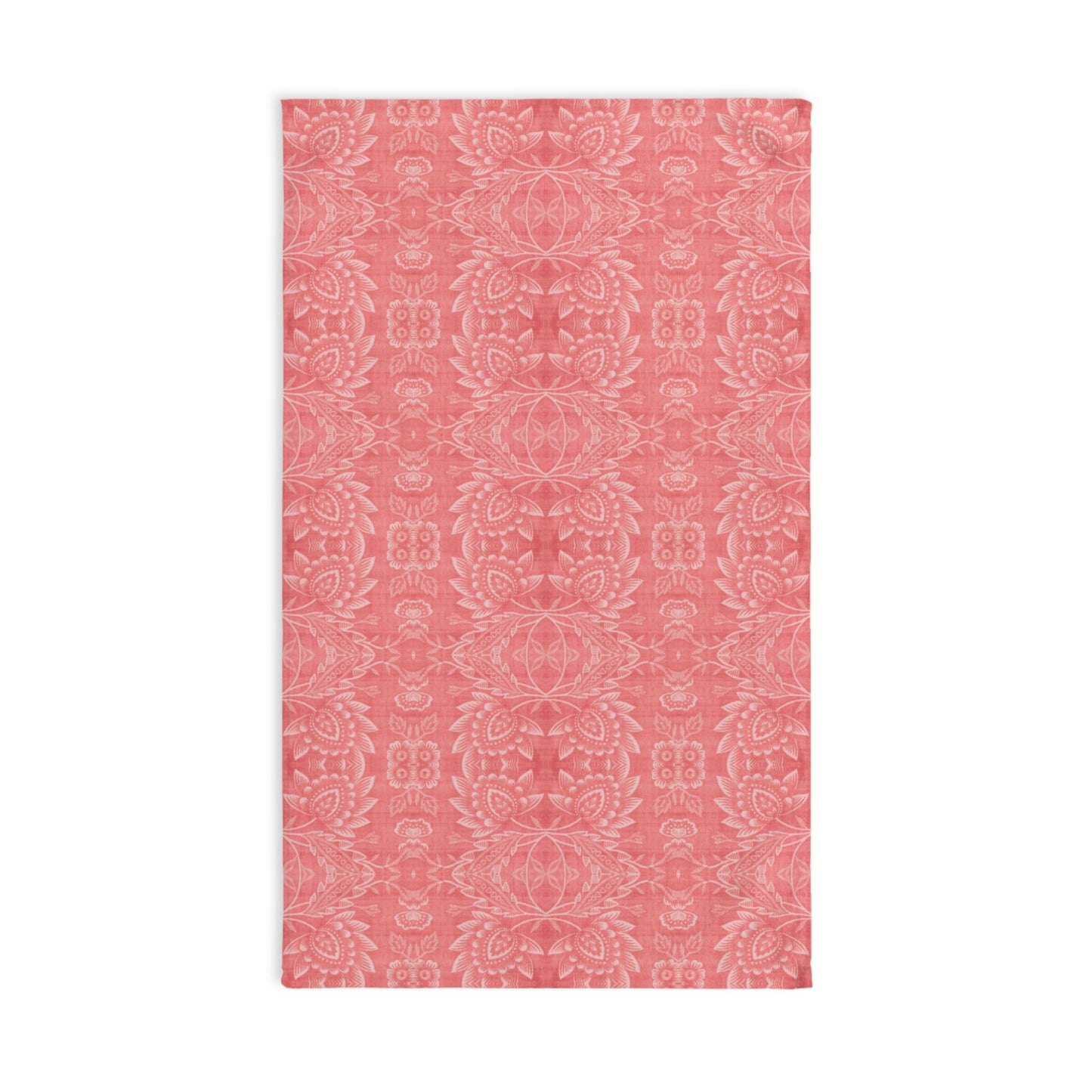 Paloma Floral Damask Stripe in Coral Red | Hand Towel