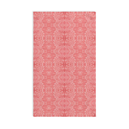 Paloma Floral Damask Stripe in Coral Red | Hand Towel