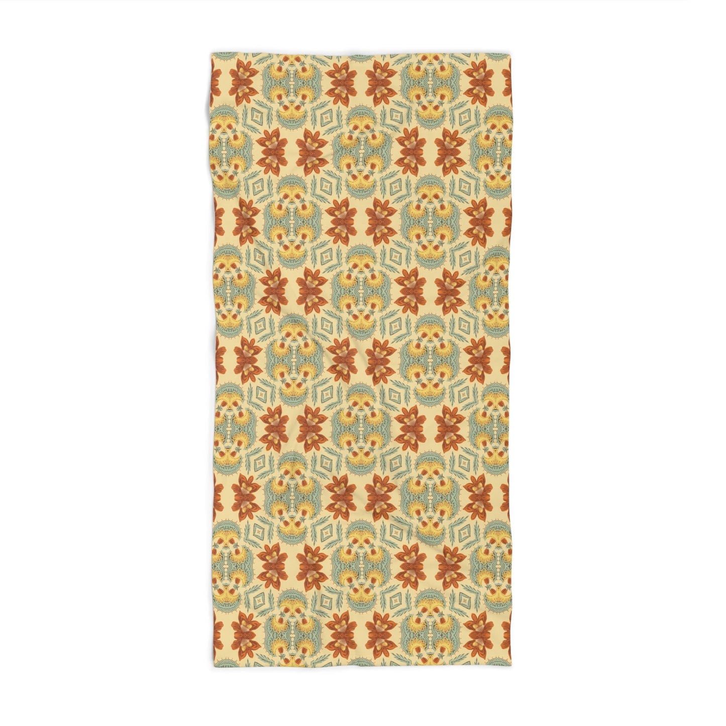 Bella Bouquet Floral Damask in Country Cream and Blue | Bath Towel