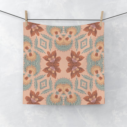 Bella Bouquet Floral Damask in Plaster Pink | Face Towel